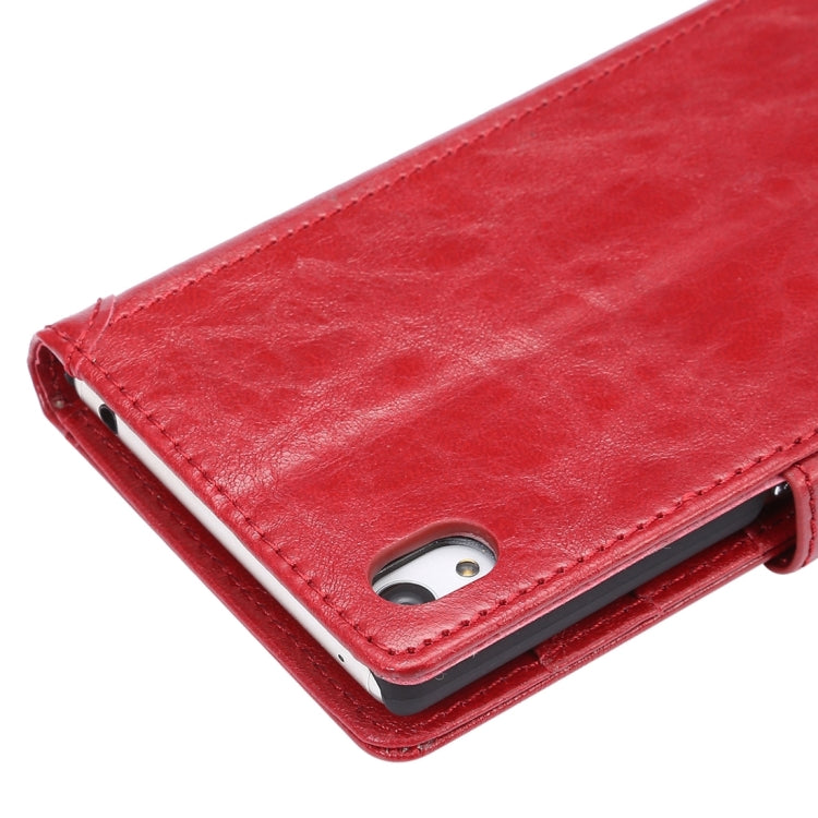 For Sony Xperia Z4 / Z3+ Oil Wax and Crazy Horse Texture Horizontal Flip Leather Case with Photo Frame & Holder & Card Slots & Wallet & Lanyard