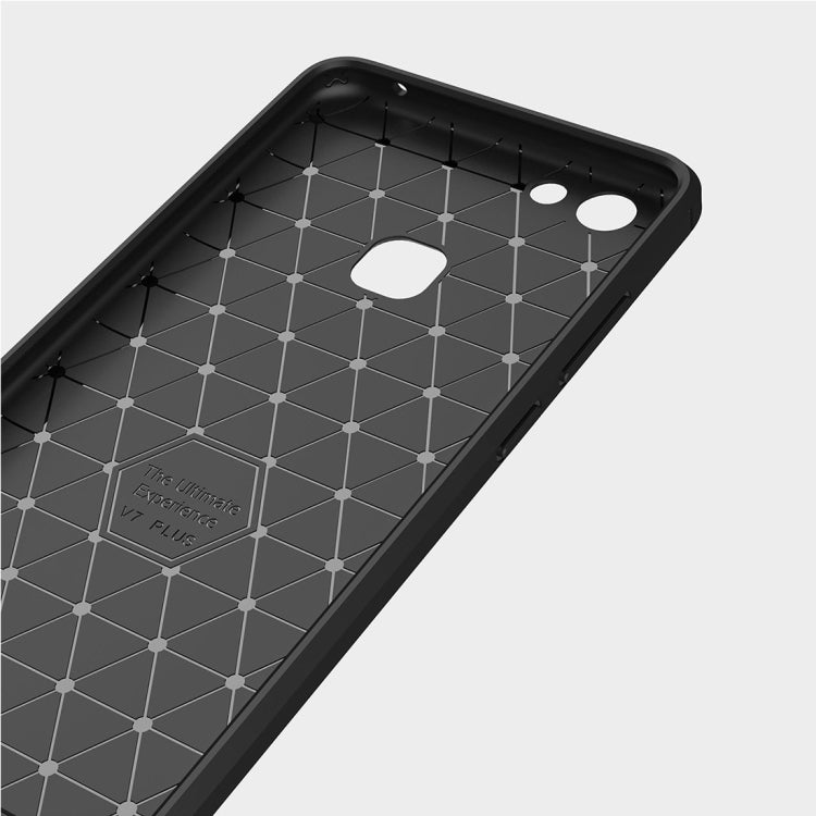 For Vivo V7 Plus Brushed Carbon Fiber Texture TPU Shockproof Anti-slip Soft Protective Back Cover Case