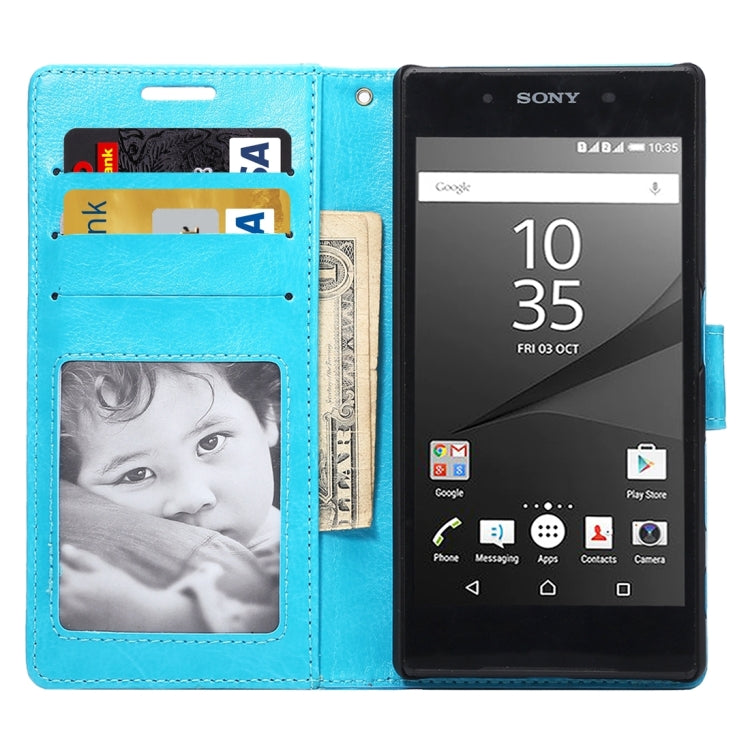 For Sony Xperia Z5 Crazy Horse Texture Horizontal Flip Leather Case with Photo Frame & Holder & Card Slots & Wallet & Lanyard