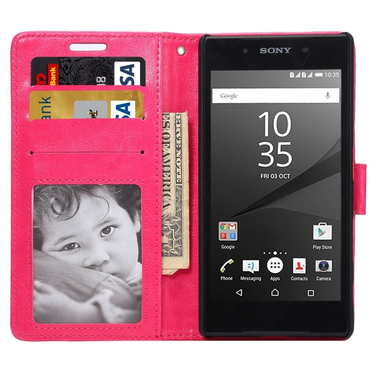 For Sony Xperia Z5 Crazy Horse Texture Horizontal Flip Leather Case with Photo Frame & Holder & Card Slots & Wallet & Lanyard