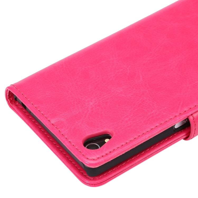 For Sony Xperia Z5 Crazy Horse Texture Horizontal Flip Leather Case with Photo Frame & Holder & Card Slots & Wallet & Lanyard