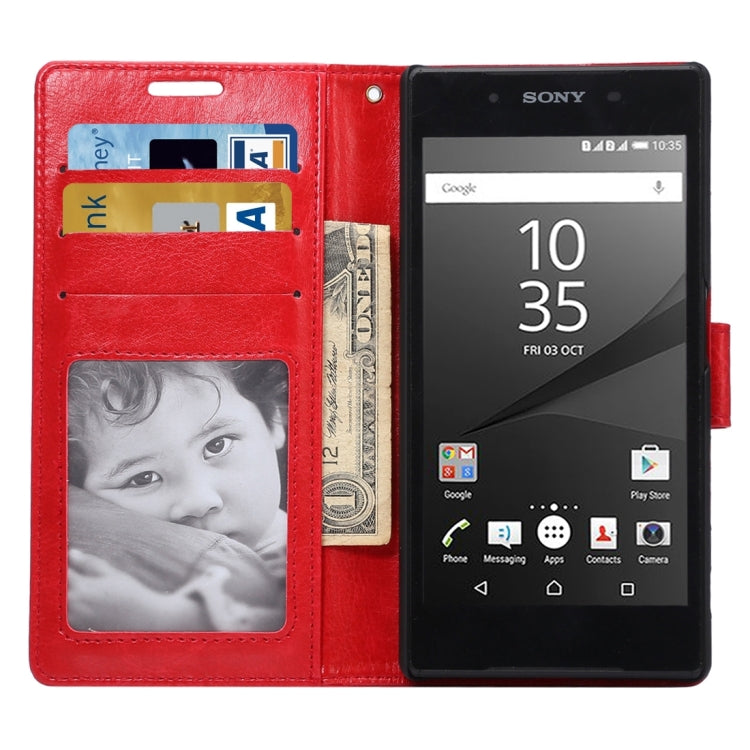 For Sony Xperia Z5 Crazy Horse Texture Horizontal Flip Leather Case with Photo Frame & Holder & Card Slots & Wallet & Lanyard