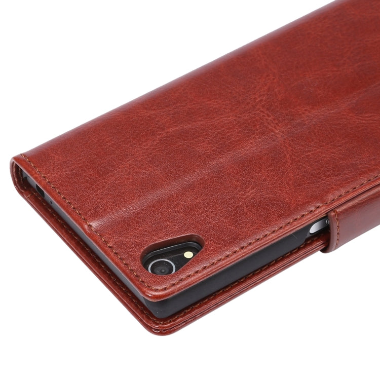 For Sony Xperia Z5 Crazy Horse Texture Horizontal Flip Leather Case with Photo Frame & Holder & Card Slots & Wallet & Lanyard