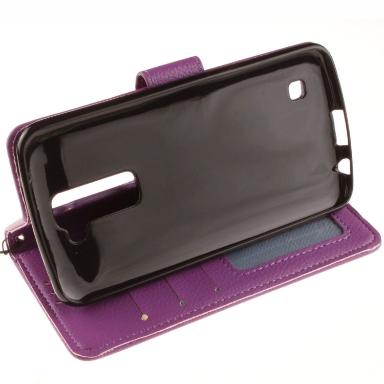 For LG K7 Litchi Texture Horizontal Flip Leather Case with Holder & Card Slots & Wallet & Photo Frame & Lanyard