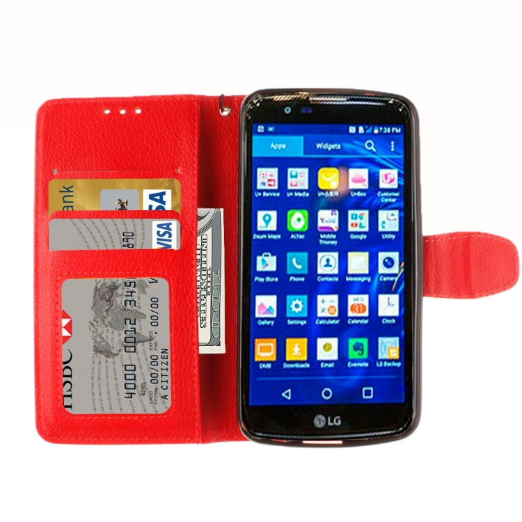For LG K10 Litchi Texture Horizontal Flip Leather Case with Holder & Card Slots & Wallet & Photo Frame & Lanyard