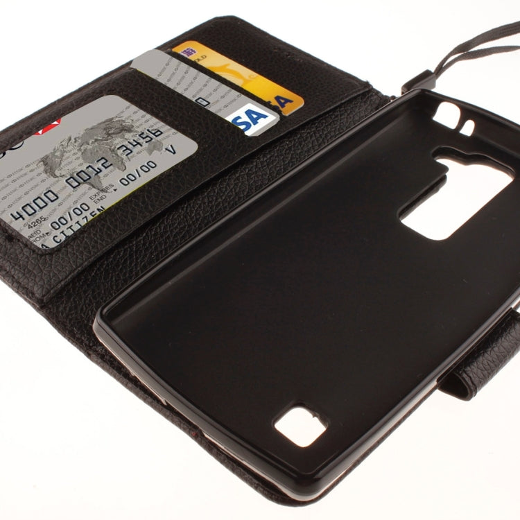 For LG Spirit H420 / H440 / C70 Litchi Texture Horizontal Flip Leather Case with Holder & Card Slots & Wallet & Photo Frame & Lanyard