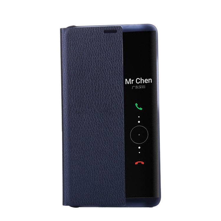 For Huawei Mate 10 PC + PU Litchi Texture Horizontal Flip Smart View Flip Leather Case Back Cover with Sleep / Wake-up