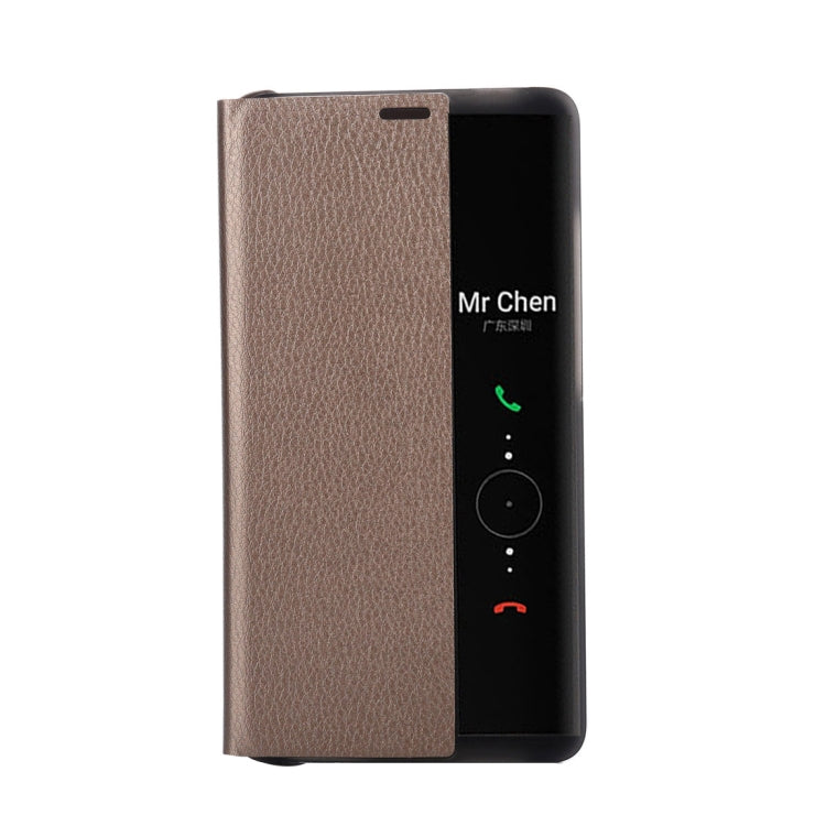 For Huawei Mate 10 PC + PU Litchi Texture Horizontal Flip Smart View Flip Leather Case Back Cover with Sleep / Wake-up