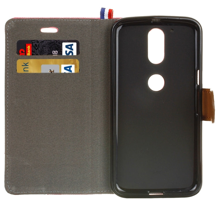 For Motorola Moto G (4rd gen) Denim Texture Horizontal Flip Leather Case with Magnetic Buckle & Holder & Card Slots