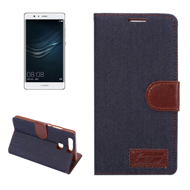 For Huawei P9 Jeans Horizontal Flip Leather Case with Holder & Card Slots