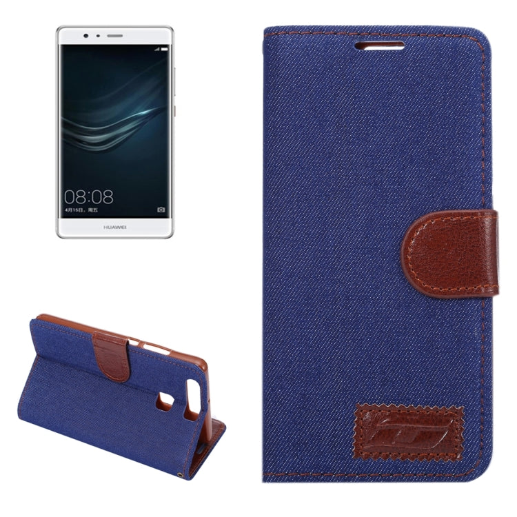 For Huawei P9 Jeans Horizontal Flip Leather Case with Holder & Card Slots