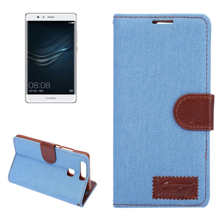 For Huawei P9 Jeans Horizontal Flip Leather Case with Holder & Card Slots