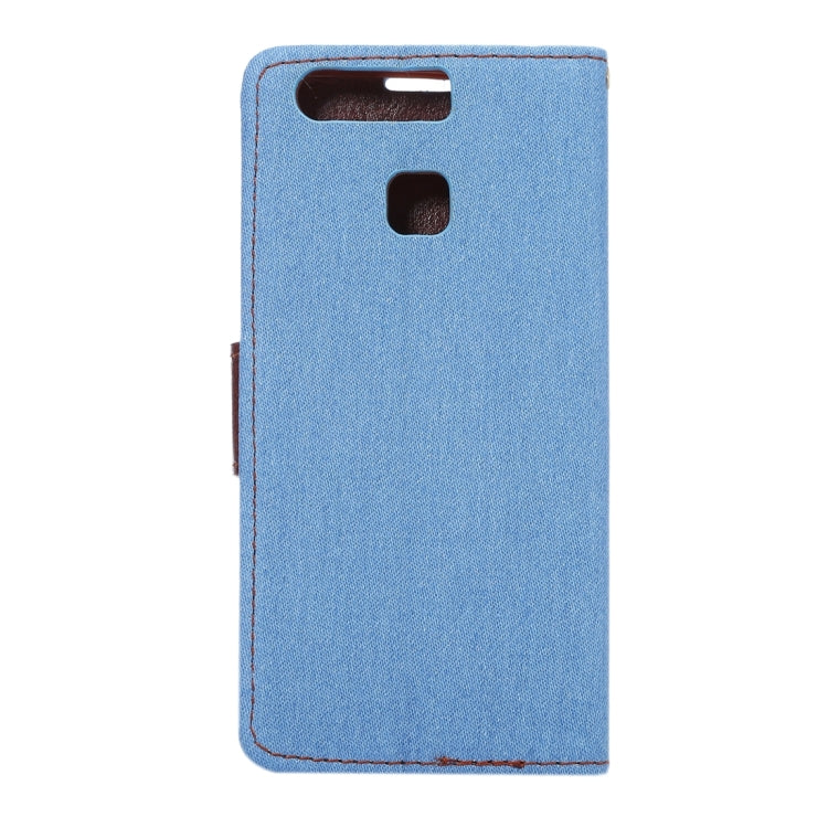 For Huawei P9 Jeans Horizontal Flip Leather Case with Holder & Card Slots