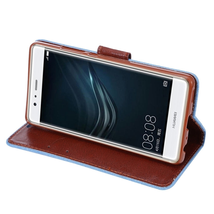 For Huawei P9 Jeans Horizontal Flip Leather Case with Holder & Card Slots