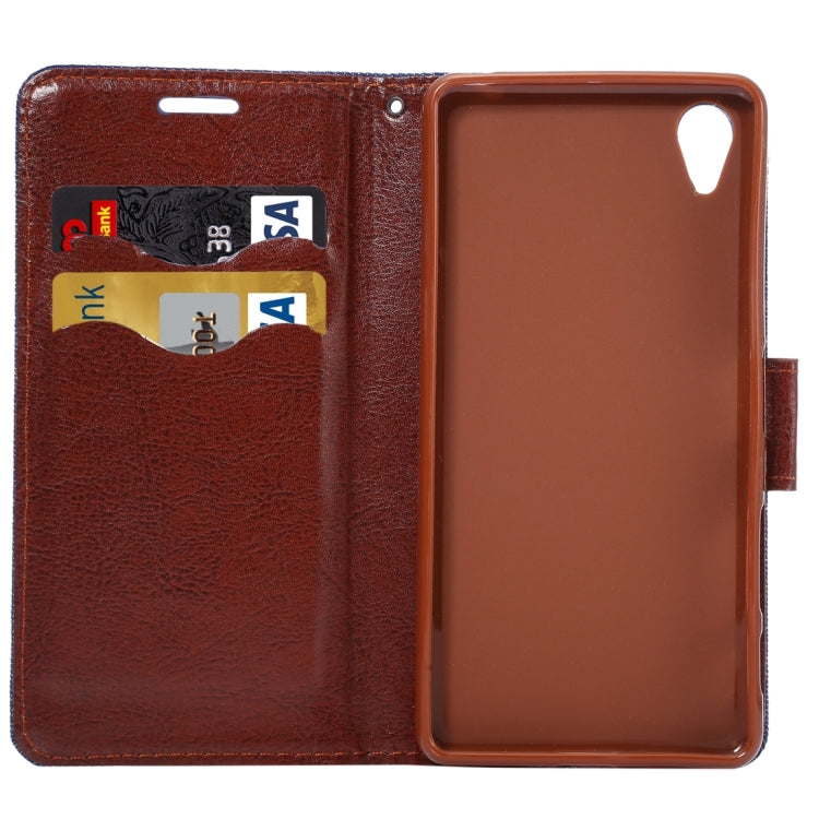 For Sony Xperia X Performance Jeans Horizontal Flip Leather Case with Holder & Card Slots(Black)