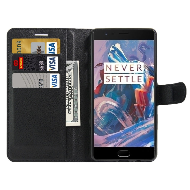 For OnePlus Three Litchi Texture Horizontal Flip Leather Case with Magnetic Buckle & Holder & Card Slots & Wallet