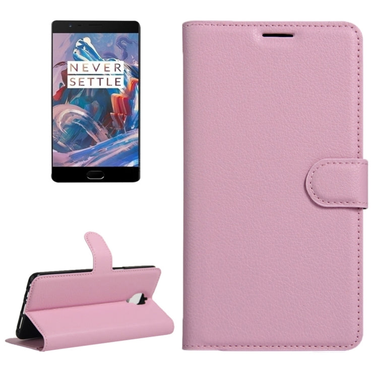 For OnePlus Three Litchi Texture Horizontal Flip Leather Case with Magnetic Buckle & Holder & Card Slots & Wallet