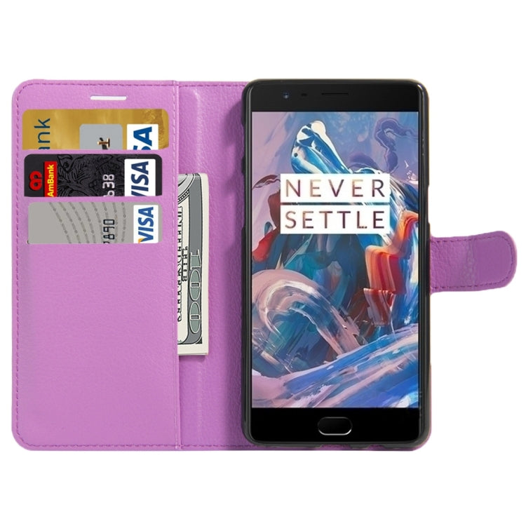 For OnePlus Three Litchi Texture Horizontal Flip Leather Case with Magnetic Buckle & Holder & Card Slots & Wallet