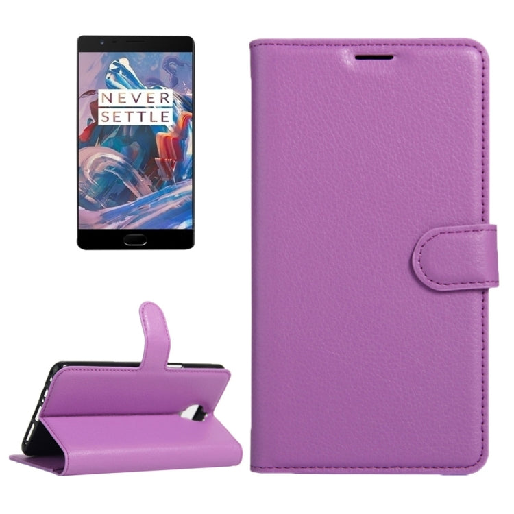 For OnePlus Three Litchi Texture Horizontal Flip Leather Case with Magnetic Buckle & Holder & Card Slots & Wallet