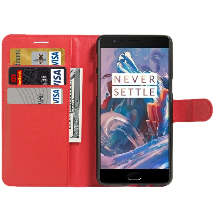 For OnePlus Three Litchi Texture Horizontal Flip Leather Case with Magnetic Buckle & Holder & Card Slots & Wallet