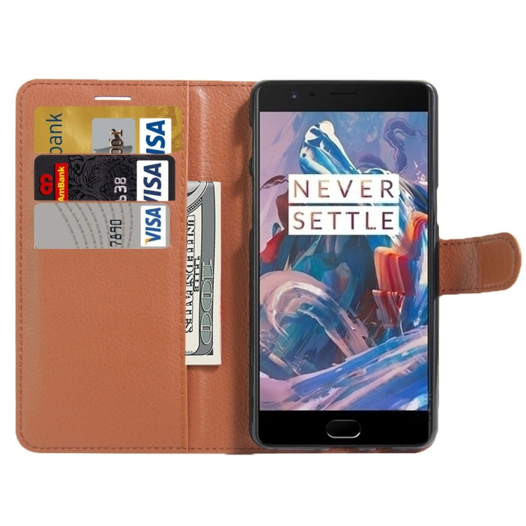 For OnePlus Three Litchi Texture Horizontal Flip Leather Case with Magnetic Buckle & Holder & Card Slots & Wallet