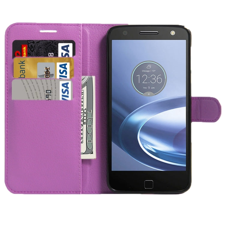 For Motorola Moto Z Force Litchi Texture Horizontal Flip Leather Case with Magnetic Buckle & Holder & Card Slots & Wallet