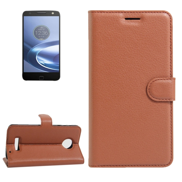 For Motorola Moto Z Force Litchi Texture Horizontal Flip Leather Case with Magnetic Buckle & Holder & Card Slots & Wallet