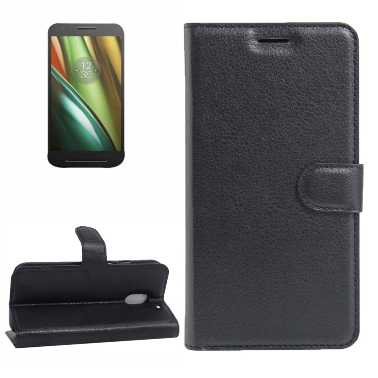 For Motorola Moto E (3rd Gen) Litchi Texture Horizontal Flip Leather Case with Magnetic Buckle & Holder & Card Slots & Wallet