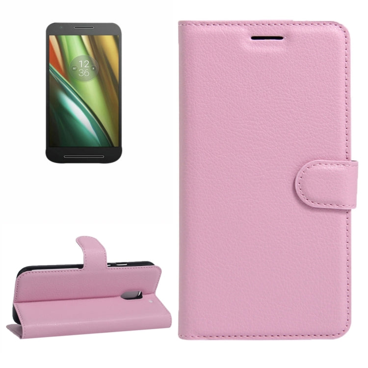 For Motorola Moto E (3rd Gen) Litchi Texture Horizontal Flip Leather Case with Magnetic Buckle & Holder & Card Slots & Wallet