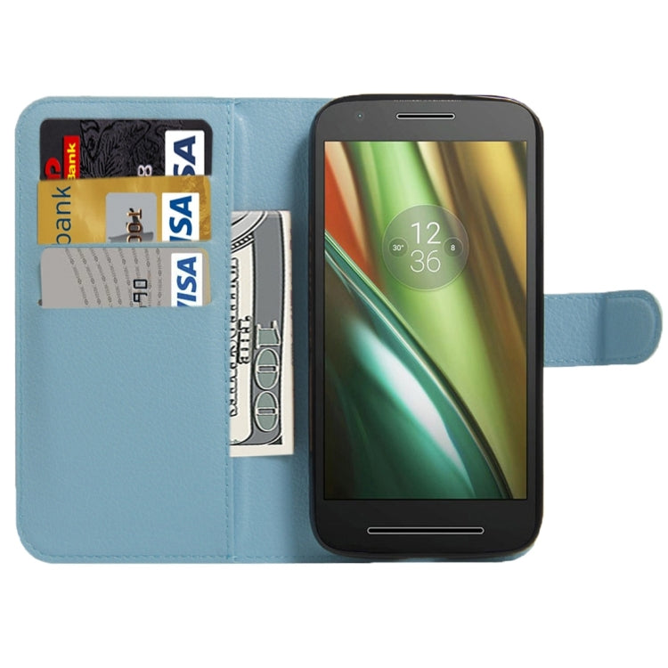 For Motorola Moto E (3rd Gen) Litchi Texture Horizontal Flip Leather Case with Magnetic Buckle & Holder & Card Slots & Wallet