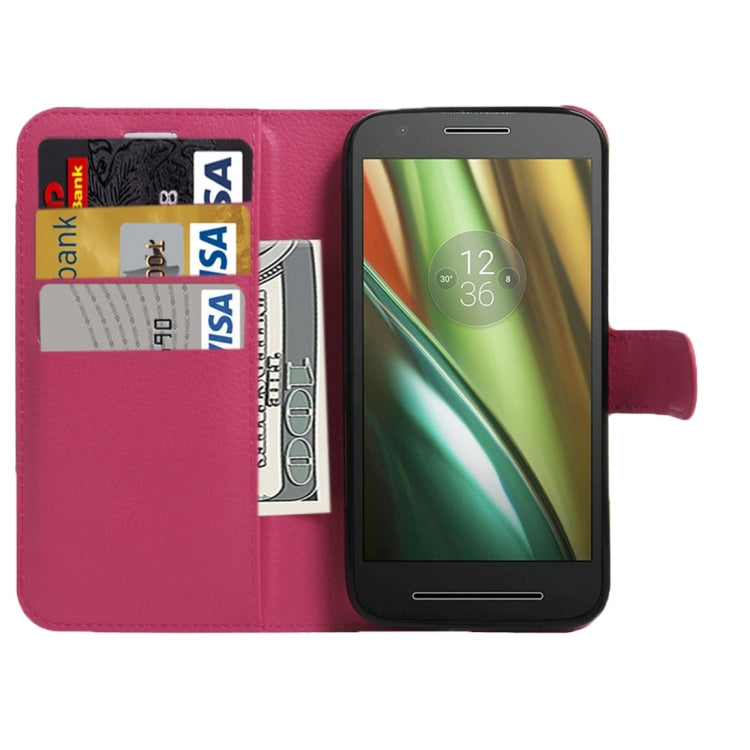 For Motorola Moto E (3rd Gen) Litchi Texture Horizontal Flip Leather Case with Magnetic Buckle & Holder & Card Slots & Wallet