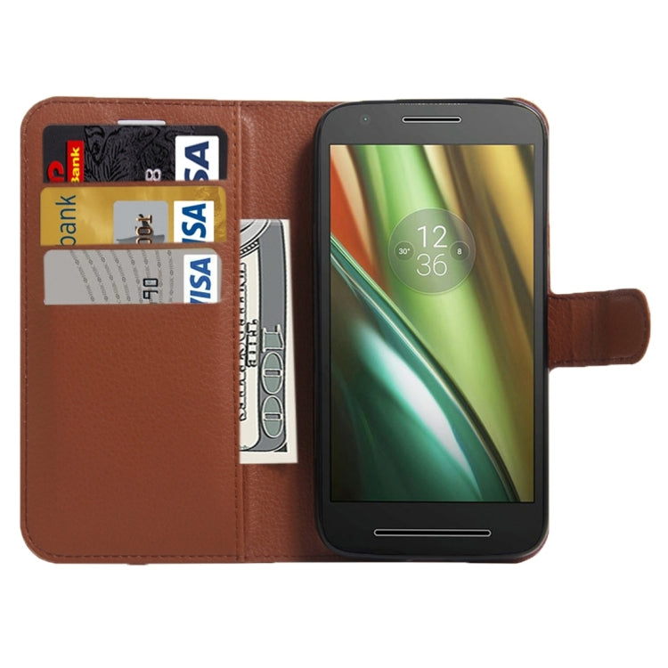 For Motorola Moto E (3rd Gen) Litchi Texture Horizontal Flip Leather Case with Magnetic Buckle & Holder & Card Slots & Wallet