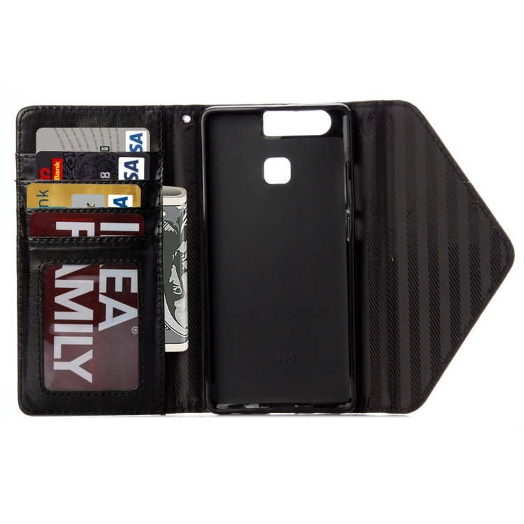 For Huawei P9 Envelope Style Litchi Texture Horizontal Flip Leather Case with Magnetic Buckle & Holder & Card Slots & Photo frame & Wallet