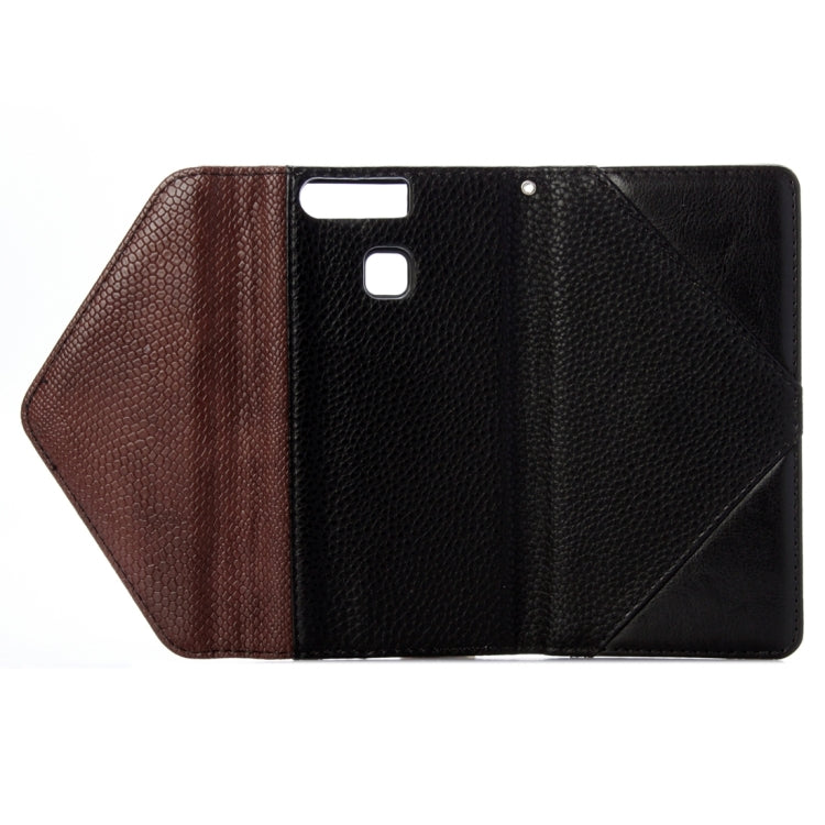 For Huawei P9 Envelope Style Litchi Texture Horizontal Flip Leather Case with Magnetic Buckle & Holder & Card Slots & Photo frame & Wallet