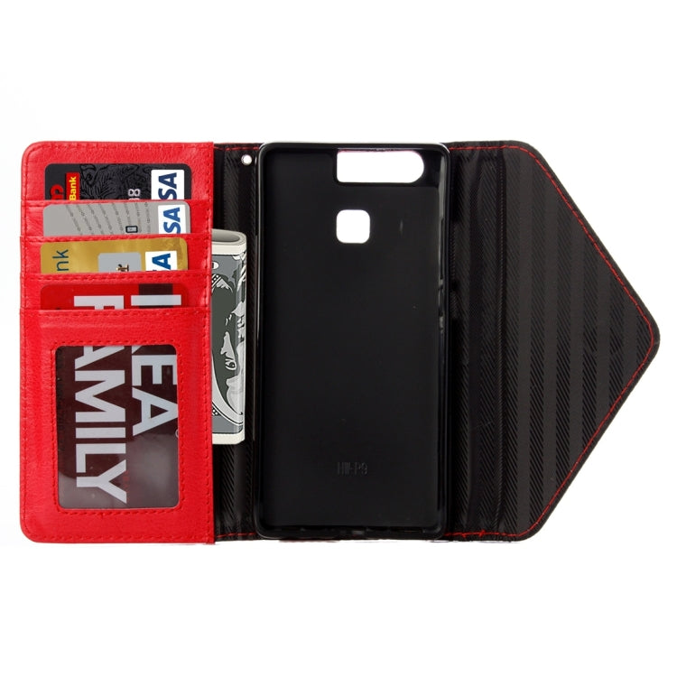 For Huawei P9 Envelope Style Litchi Texture Horizontal Flip Leather Case with Magnetic Buckle & Holder & Card Slots & Photo frame & Wallet