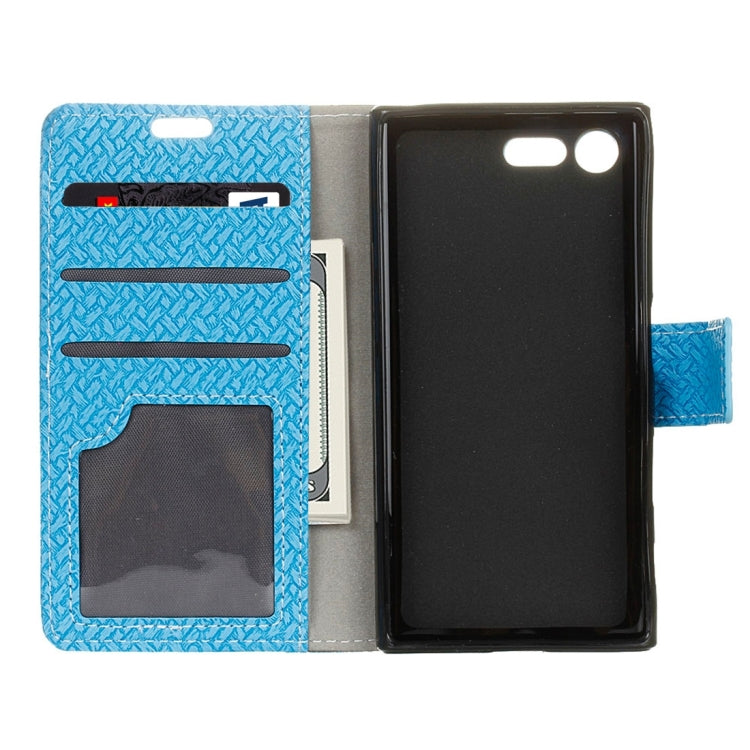 For Sony Xperia X Compact Weaving Texture Horizontal Flip PU Leather Case with Magnetic Buckle & Holder & Card Slots & Wallet & Photo Frame