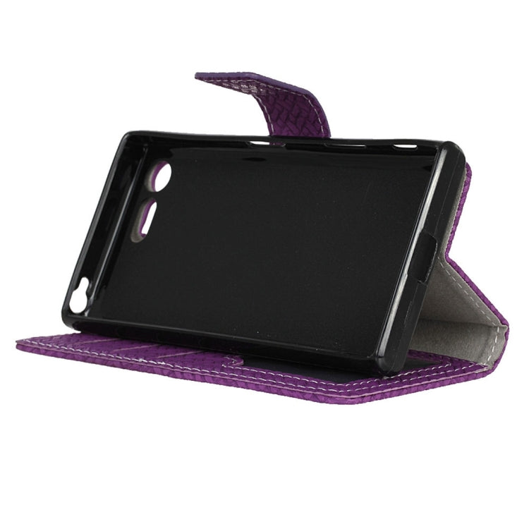 For Sony Xperia X Compact Weaving Texture Horizontal Flip PU Leather Case with Magnetic Buckle & Holder & Card Slots & Wallet & Photo Frame