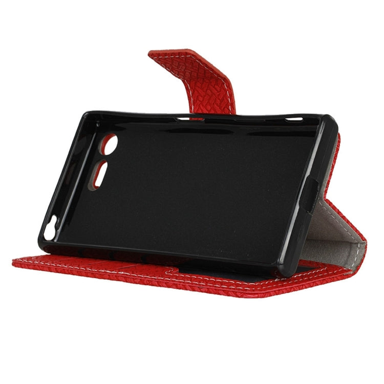 For Sony Xperia X Compact Weaving Texture Horizontal Flip PU Leather Case with Magnetic Buckle & Holder & Card Slots & Wallet & Photo Frame