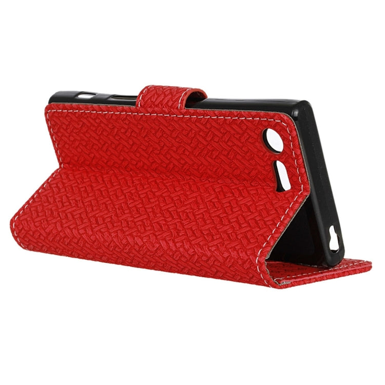 For Sony Xperia X Compact Weaving Texture Horizontal Flip PU Leather Case with Magnetic Buckle & Holder & Card Slots & Wallet & Photo Frame