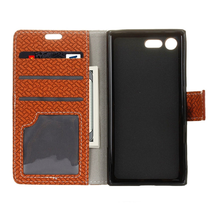 For Sony Xperia X Compact Weaving Texture Horizontal Flip PU Leather Case with Magnetic Buckle & Holder & Card Slots & Wallet & Photo Frame