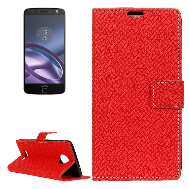 For Motorola Moto Z Weaving Texture Horizontal Flip PU Leather Case with Magnetic Buckle & Holder & Card Slots & Wallet & Photo Frame