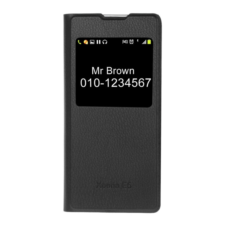 For Sony Xperia E5 Litchi Texture Horizontal Flip Leather Case with Call Display ID