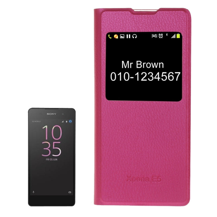 For Sony Xperia E5 Litchi Texture Horizontal Flip Leather Case with Call Display ID