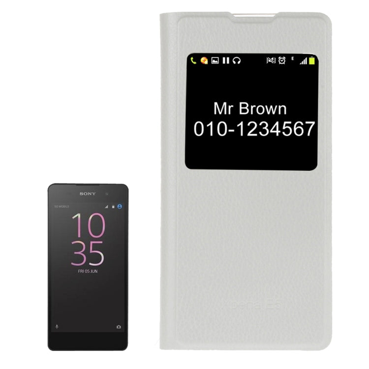For Sony Xperia E5 Litchi Texture Horizontal Flip Leather Case with Call Display ID