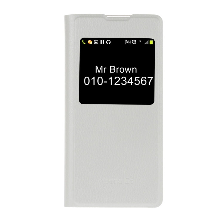 For Sony Xperia E5 Litchi Texture Horizontal Flip Leather Case with Call Display ID