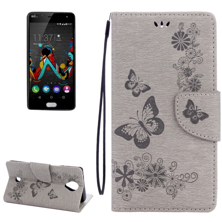 Butterflies Embossing Horizontal Flip Leather Case for Wiko U Feel, with Holder & Card Slots & Wallet & Lanyard