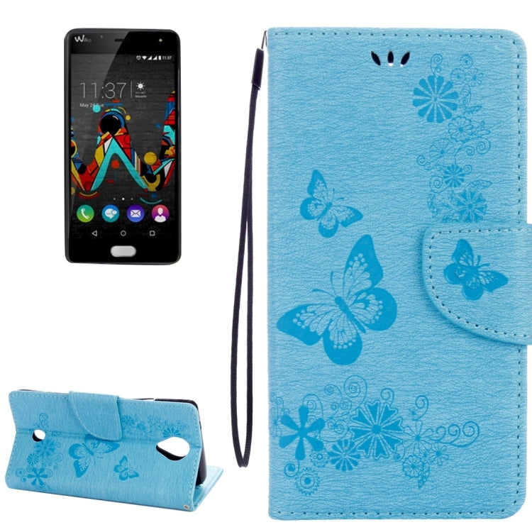 Butterflies Embossing Horizontal Flip Leather Case for Wiko U Feel, with Holder & Card Slots & Wallet & Lanyard