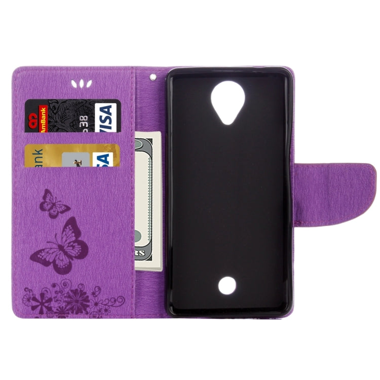 Butterflies Embossing Horizontal Flip Leather Case for Wiko U Feel, with Holder & Card Slots & Wallet & Lanyard