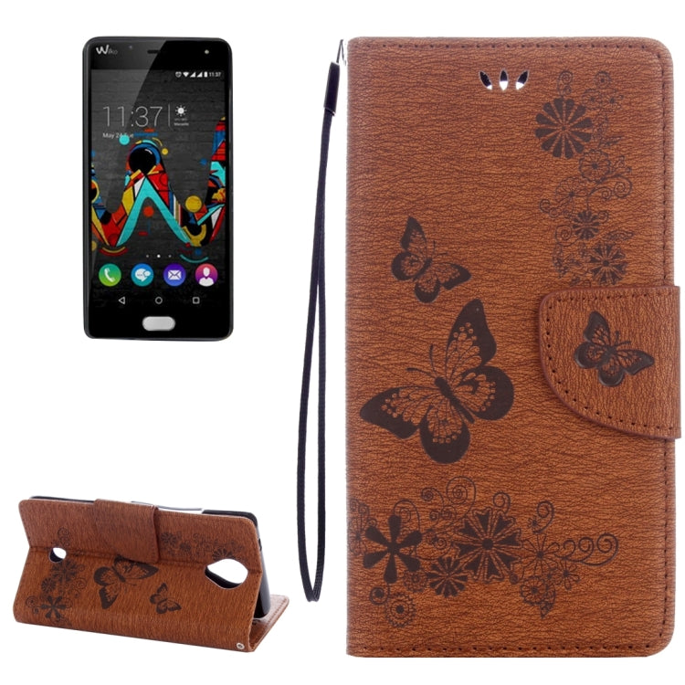 Butterflies Embossing Horizontal Flip Leather Case for Wiko U Feel, with Holder & Card Slots & Wallet & Lanyard