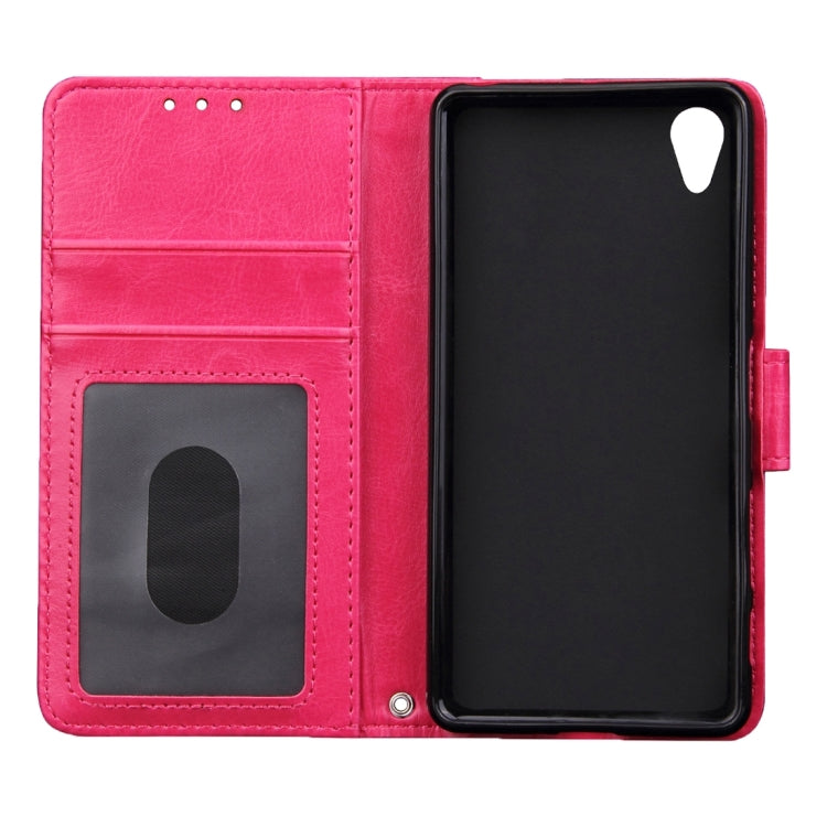 For Sony Xperia X Crazy Horse Texture Horizontal Flip Leather Case with Photo Frame & Holder & Card Slots & Wallet & Lanyard(Magenta)